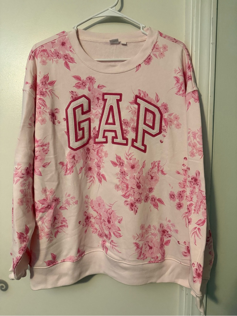 GAP Pink Floral Logo Crewneck Sweatshirt